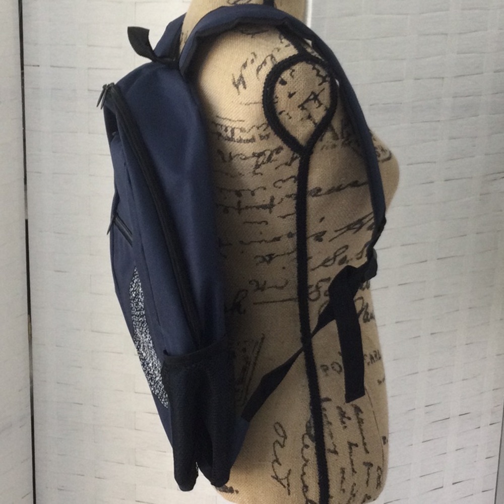 Navy Blue Patterned Backpack - Picture 2 of 4